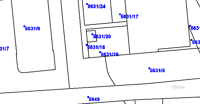 Parcela st. 5631/19 v KÚ Tábor, Katastrální mapa