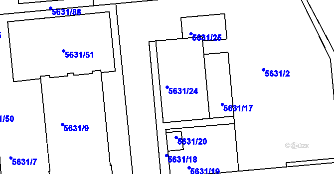 Parcela st. 5631/24 v KÚ Tábor, Katastrální mapa
