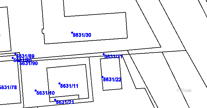 Parcela st. 5631/31 v KÚ Tábor, Katastrální mapa