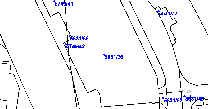 Parcela st. 5631/36 v KÚ Tábor, Katastrální mapa