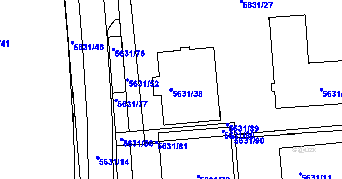Parcela st. 5631/38 v KÚ Tábor, Katastrální mapa