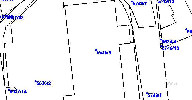 Parcela st. 5636/4 v KÚ Tábor, Katastrální mapa
