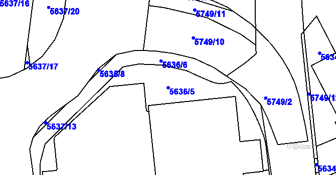 Parcela st. 5636/5 v KÚ Tábor, Katastrální mapa