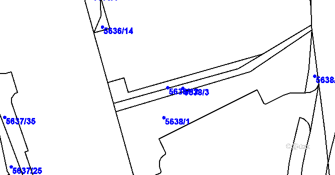 Parcela st. 5636/12 v KÚ Tábor, Katastrální mapa
