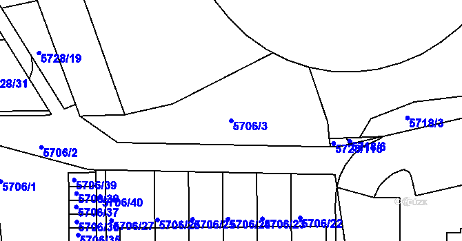 Parcela st. 5706/3 v KÚ Tábor, Katastrální mapa