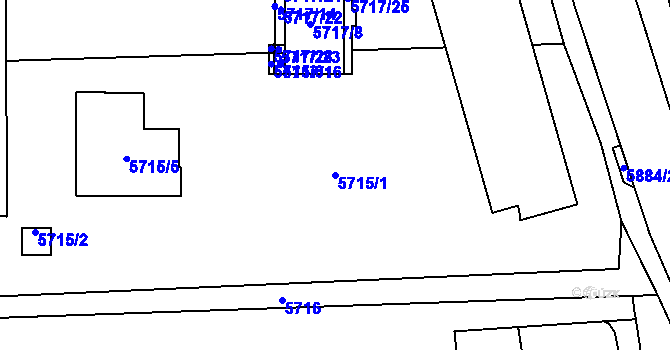 Parcela st. 5715/1 v KÚ Tábor, Katastrální mapa