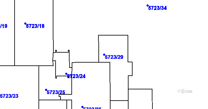 Parcela st. 5723/29 v KÚ Tábor, Katastrální mapa