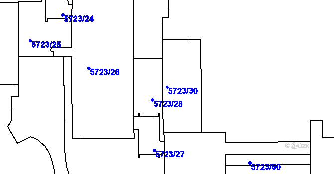 Parcela st. 5723/30 v KÚ Tábor, Katastrální mapa