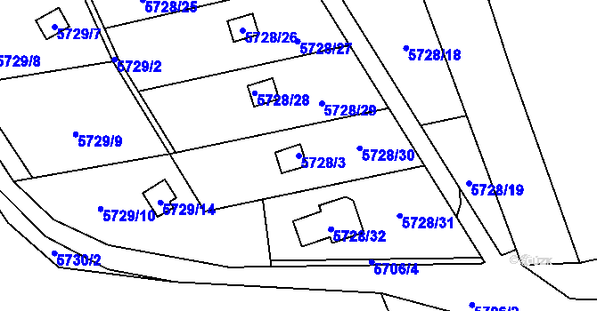 Parcela st. 5728/3 v KÚ Tábor, Katastrální mapa
