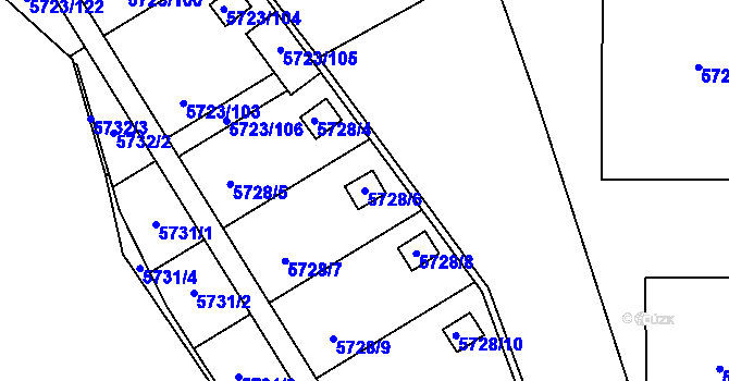 Parcela st. 5728/6 v KÚ Tábor, Katastrální mapa