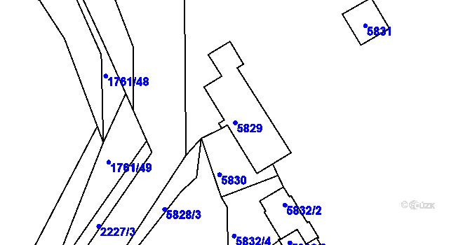 Parcela st. 5829 v KÚ Tábor, Katastrální mapa