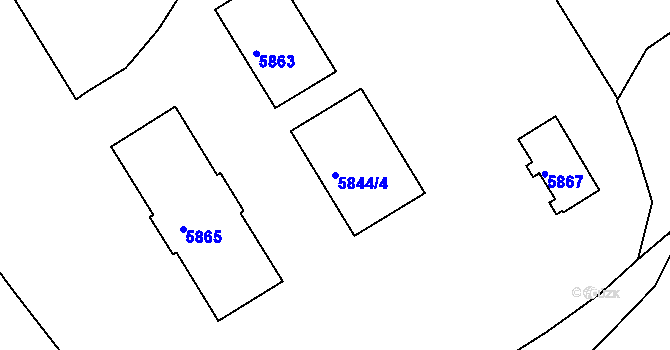 Parcela st. 5844/4 v KÚ Tábor, Katastrální mapa