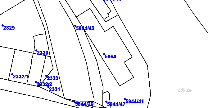 Parcela st. 5864 v KÚ Tábor, Katastrální mapa