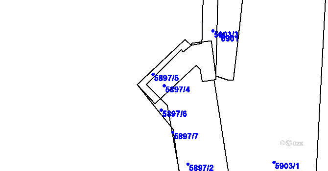 Parcela st. 5897/4 v KÚ Tábor, Katastrální mapa