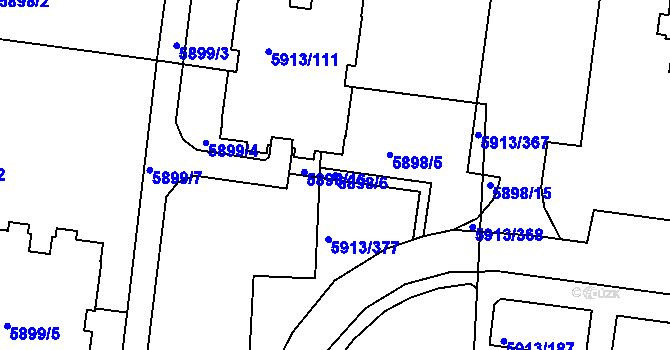Parcela st. 5898/6 v KÚ Tábor, Katastrální mapa