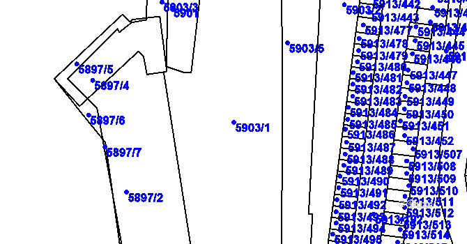 Parcela st. 5903/1 v KÚ Tábor, Katastrální mapa