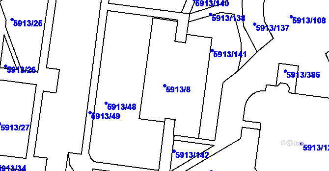 Parcela st. 5913/8 v KÚ Tábor, Katastrální mapa