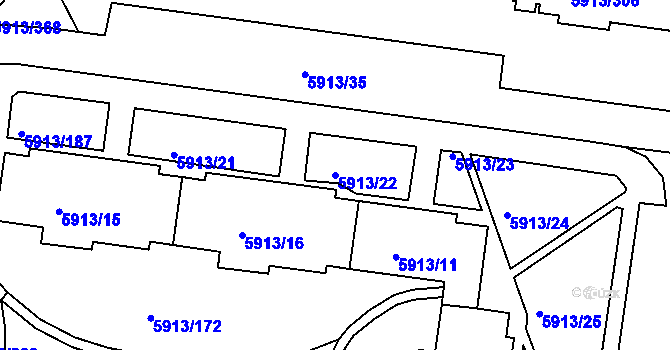 Parcela st. 5913/22 v KÚ Tábor, Katastrální mapa