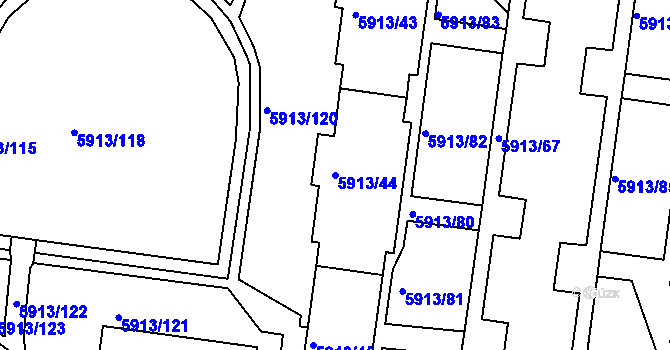 Parcela st. 5913/44 v KÚ Tábor, Katastrální mapa