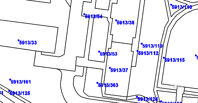 Parcela st. 5913/53 v KÚ Tábor, Katastrální mapa