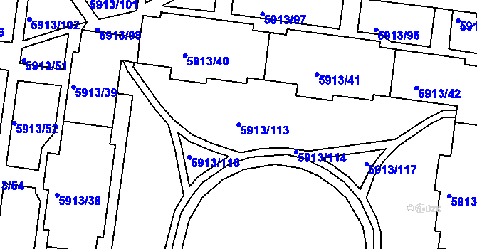 Parcela st. 5913/113 v KÚ Tábor, Katastrální mapa