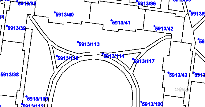 Parcela st. 5913/114 v KÚ Tábor, Katastrální mapa