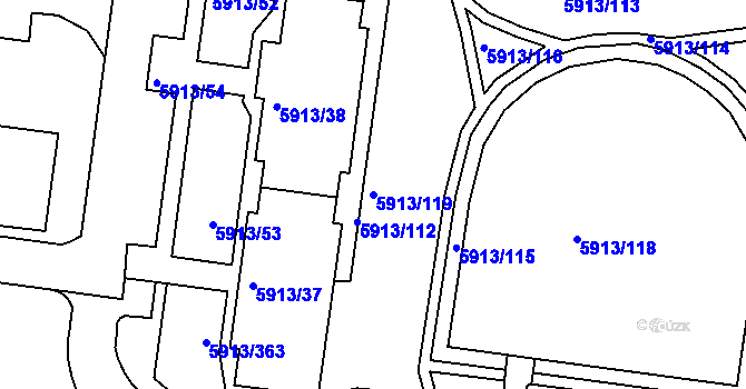 Parcela st. 5913/119 v KÚ Tábor, Katastrální mapa