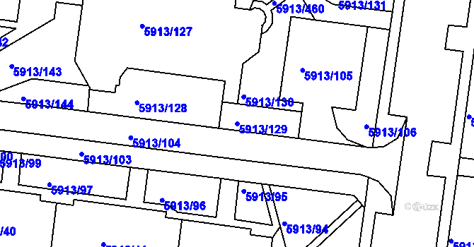 Parcela st. 5913/129 v KÚ Tábor, Katastrální mapa