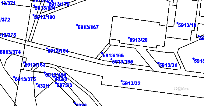 Parcela st. 5913/166 v KÚ Tábor, Katastrální mapa