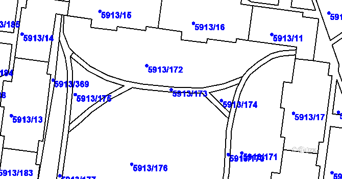 Parcela st. 5913/173 v KÚ Tábor, Katastrální mapa