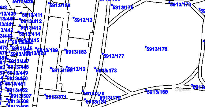 Parcela st. 5913/177 v KÚ Tábor, Katastrální mapa