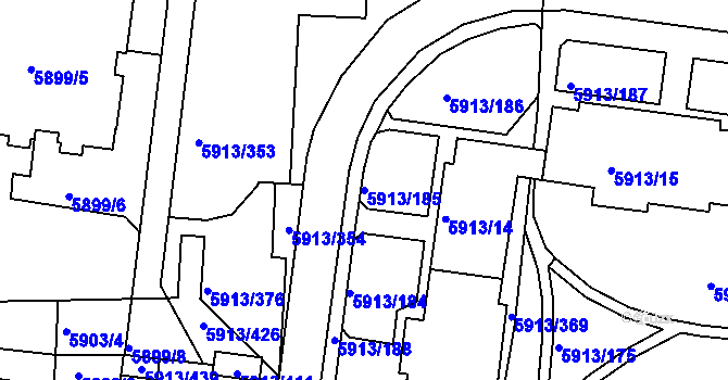 Parcela st. 5913/185 v KÚ Tábor, Katastrální mapa