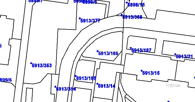 Parcela st. 5913/186 v KÚ Tábor, Katastrální mapa