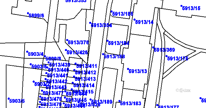Parcela st. 5913/188 v KÚ Tábor, Katastrální mapa