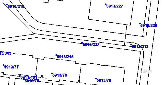 Parcela st. 5913/217 v KÚ Tábor, Katastrální mapa