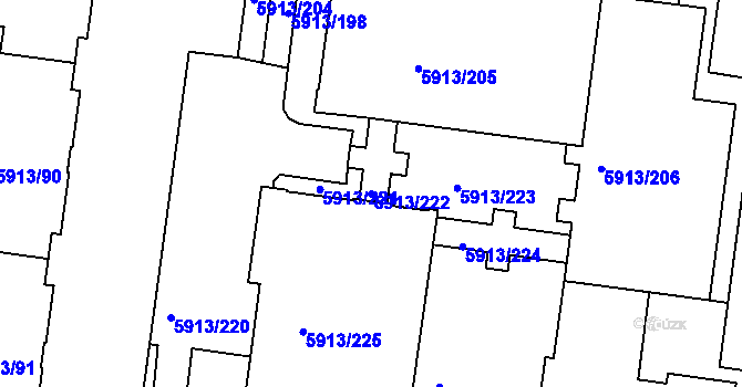 Parcela st. 5913/222 v KÚ Tábor, Katastrální mapa