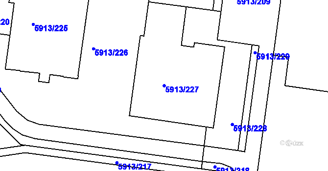 Parcela st. 5913/227 v KÚ Tábor, Katastrální mapa