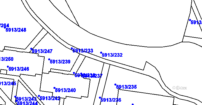 Parcela st. 5913/232 v KÚ Tábor, Katastrální mapa