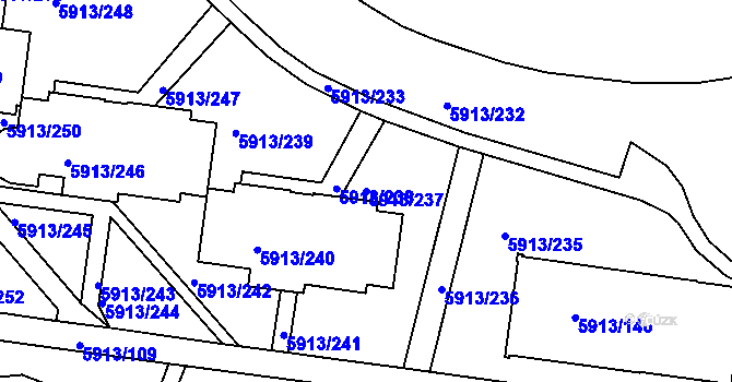 Parcela st. 5913/237 v KÚ Tábor, Katastrální mapa