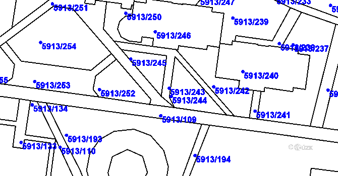 Parcela st. 5913/243 v KÚ Tábor, Katastrální mapa