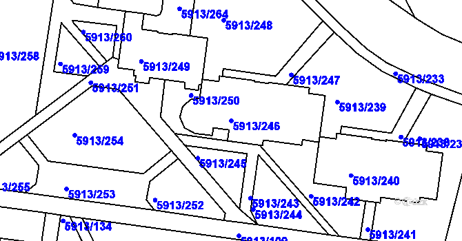Parcela st. 5913/246 v KÚ Tábor, Katastrální mapa