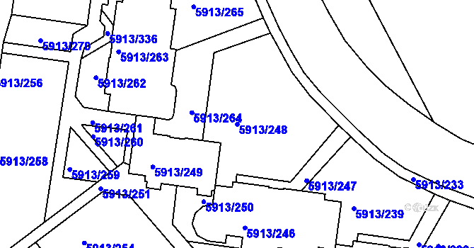 Parcela st. 5913/248 v KÚ Tábor, Katastrální mapa