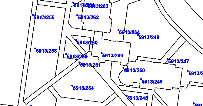 Parcela st. 5913/249 v KÚ Tábor, Katastrální mapa
