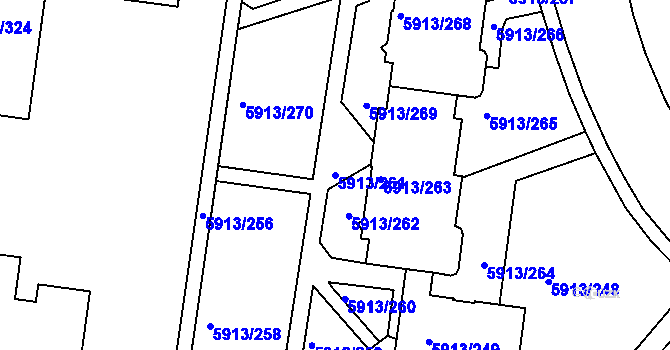 Parcela st. 5913/261 v KÚ Tábor, Katastrální mapa