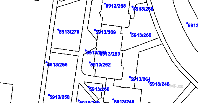 Parcela st. 5913/263 v KÚ Tábor, Katastrální mapa