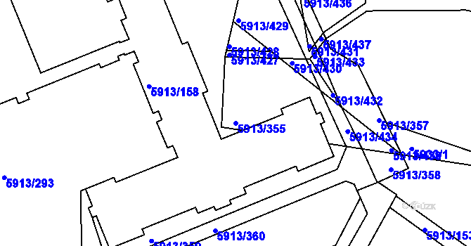 Parcela st. 5913/355 v KÚ Tábor, Katastrální mapa
