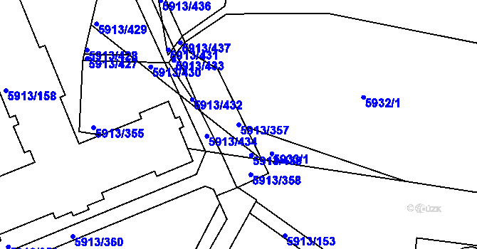 Parcela st. 5913/357 v KÚ Tábor, Katastrální mapa
