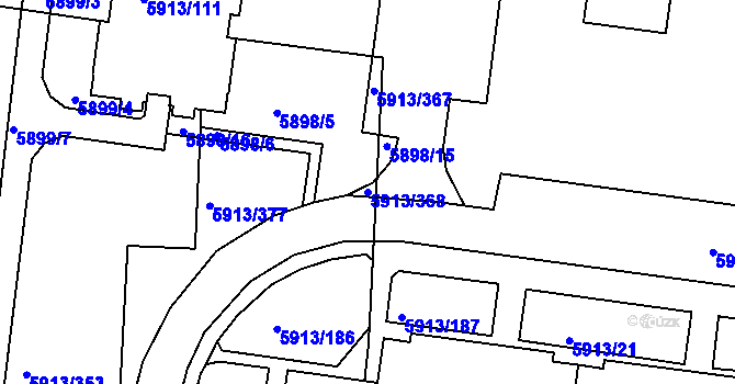 Parcela st. 5913/368 v KÚ Tábor, Katastrální mapa