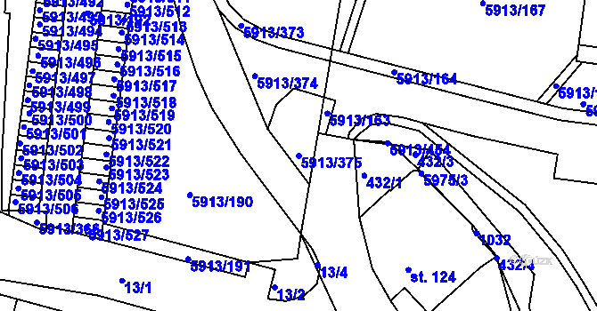 Parcela st. 5913/375 v KÚ Tábor, Katastrální mapa