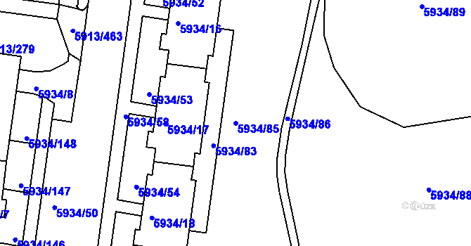 Parcela st. 5934/85 v KÚ Tábor, Katastrální mapa
